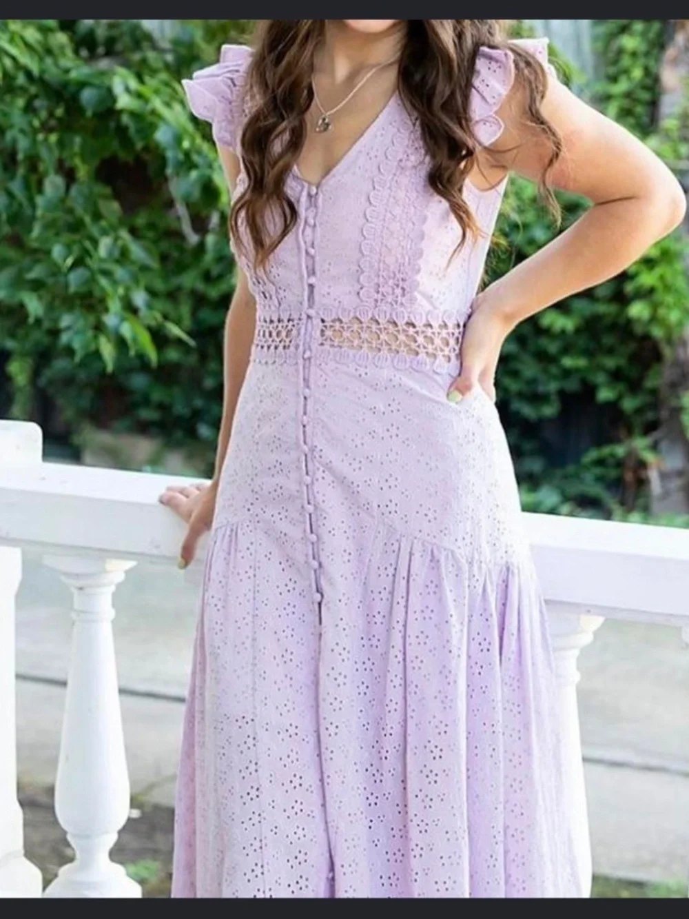 Lilac eyelet Altered State dress size large - Picture 1 of 14